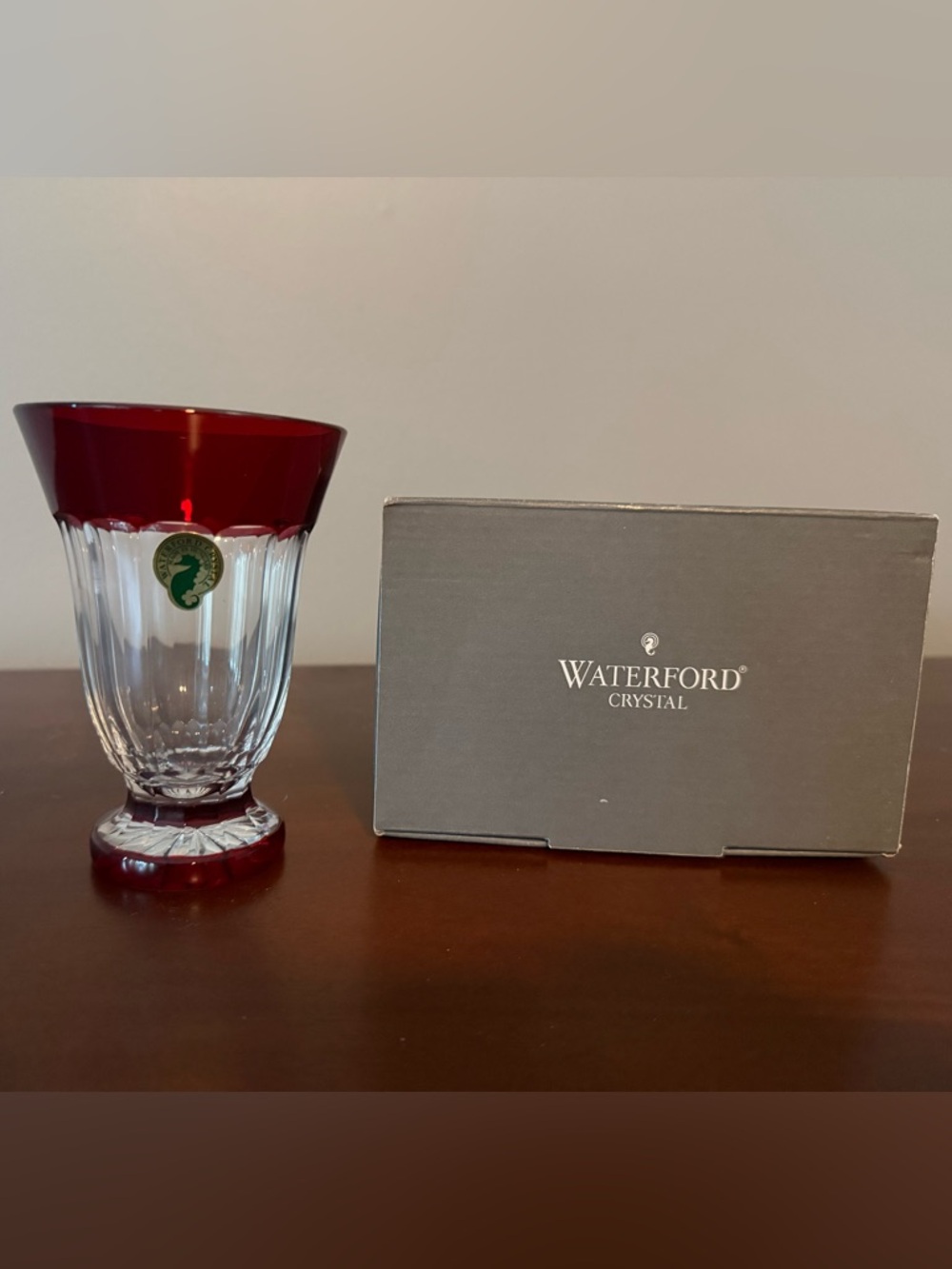 ✨ Waterford Crystal Simply Red 5” Crystal Vase